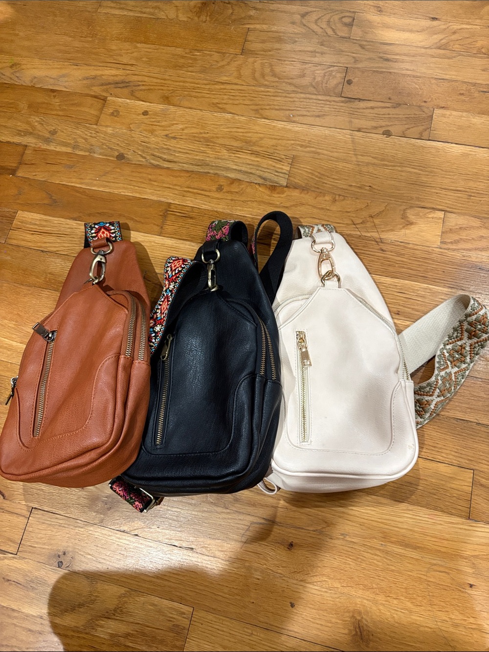 Lot of 3 Antik Kraft Crossbody Sling Bags with Gold Accent hardware guitar strap